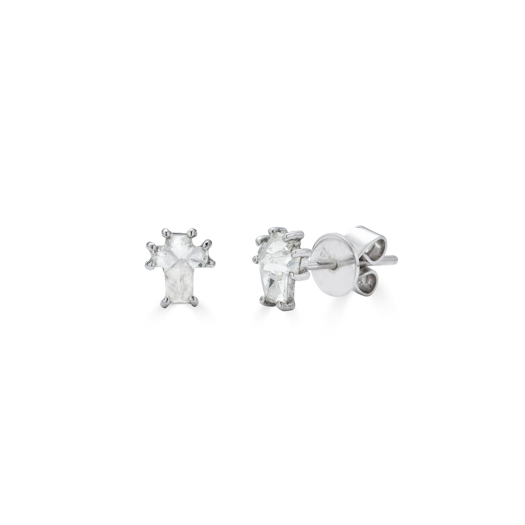 Novelty Shape Cross Cut Diamond Earrings