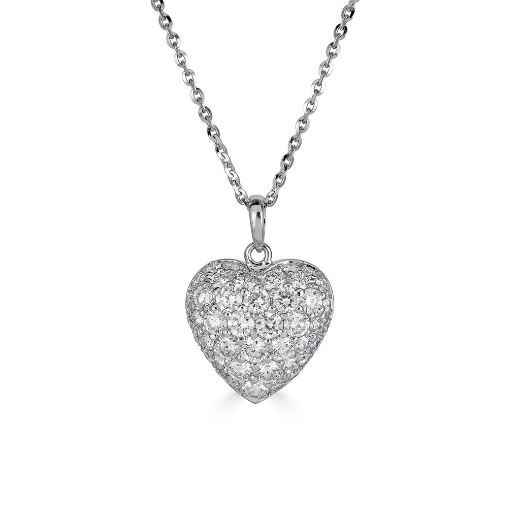 Dome Heart Pavé Diamond Pendant Necklace