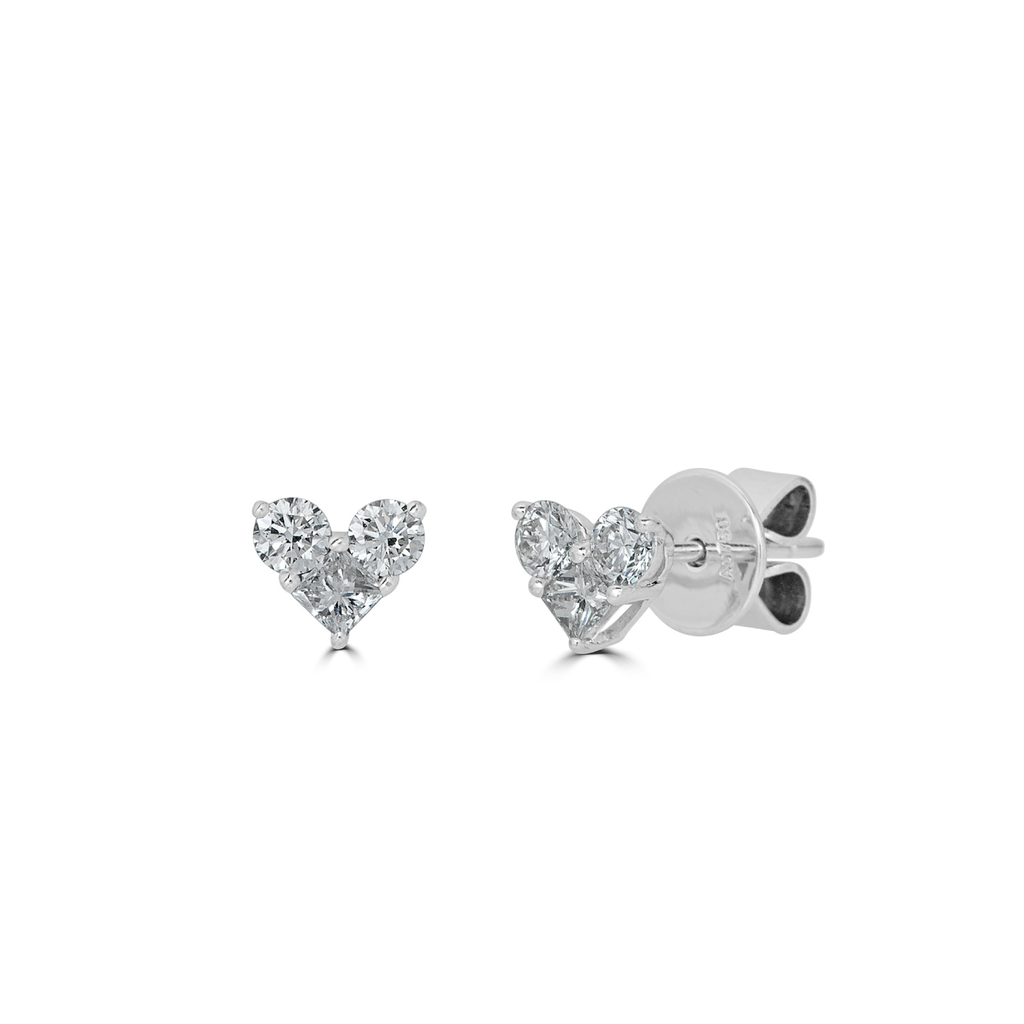 Converging Heart Diamond Earrings 0.61ct tw
