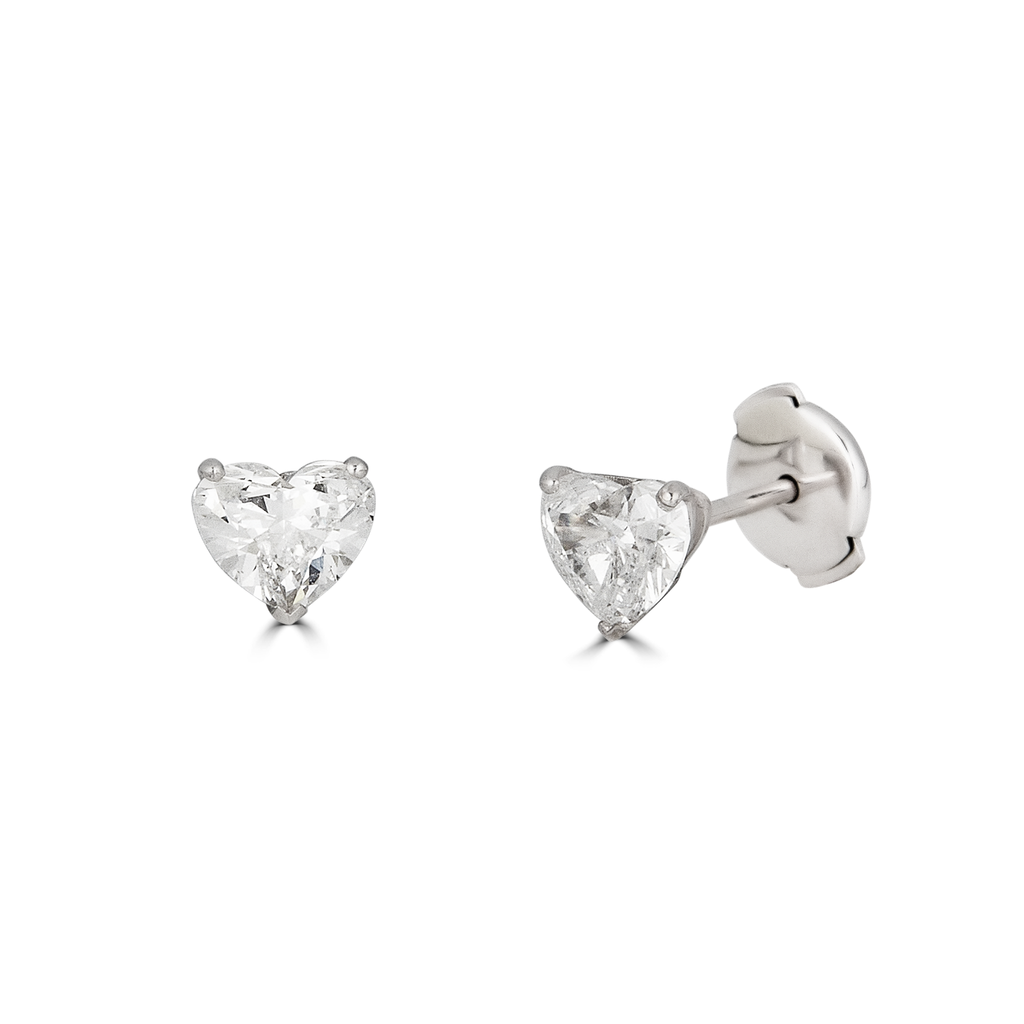 Heart Cut Diamond Stud Earrings