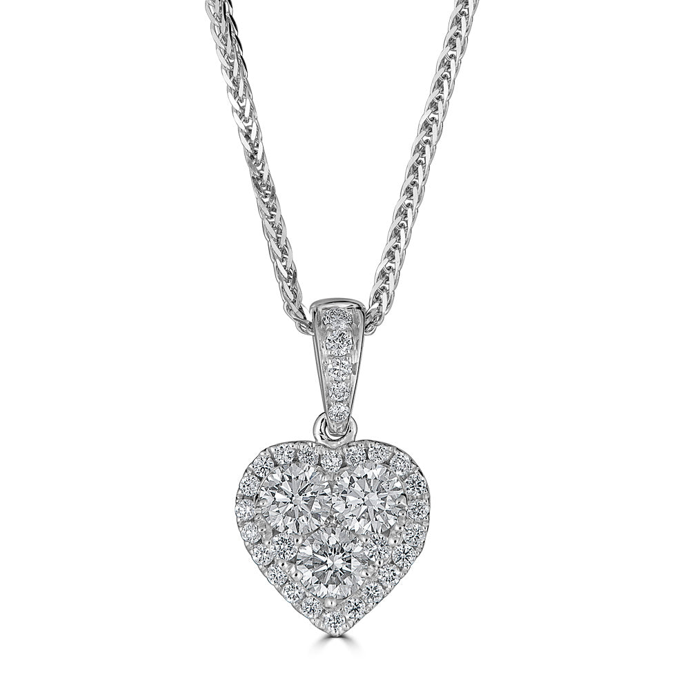 Heart Cluster Diamond Pendant Necklace