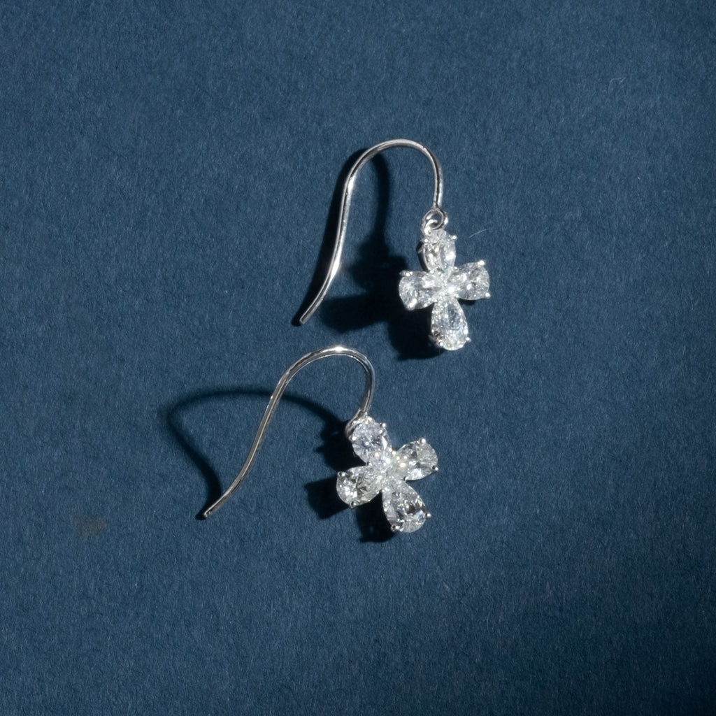 Pear Clover Diamond Drop Earrings