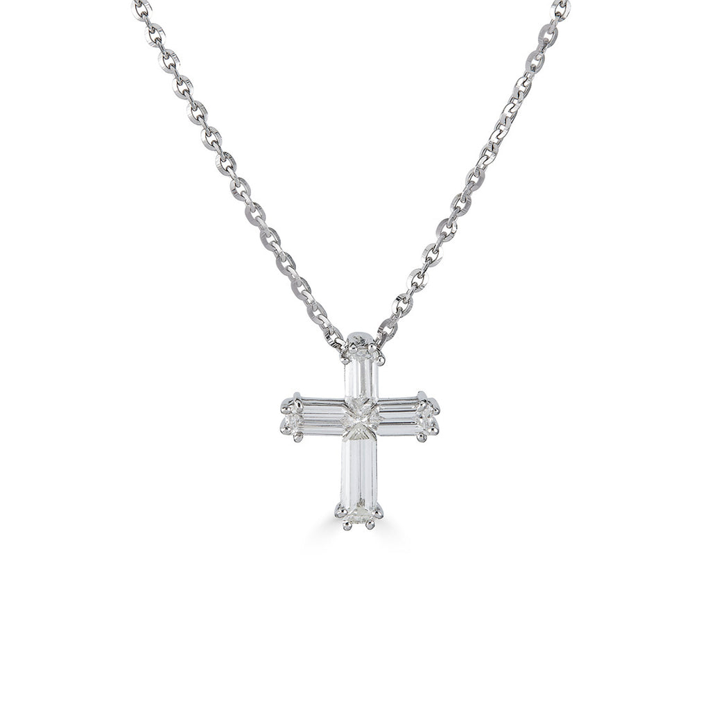 Geometric Diamond Cross Pendant Necklace