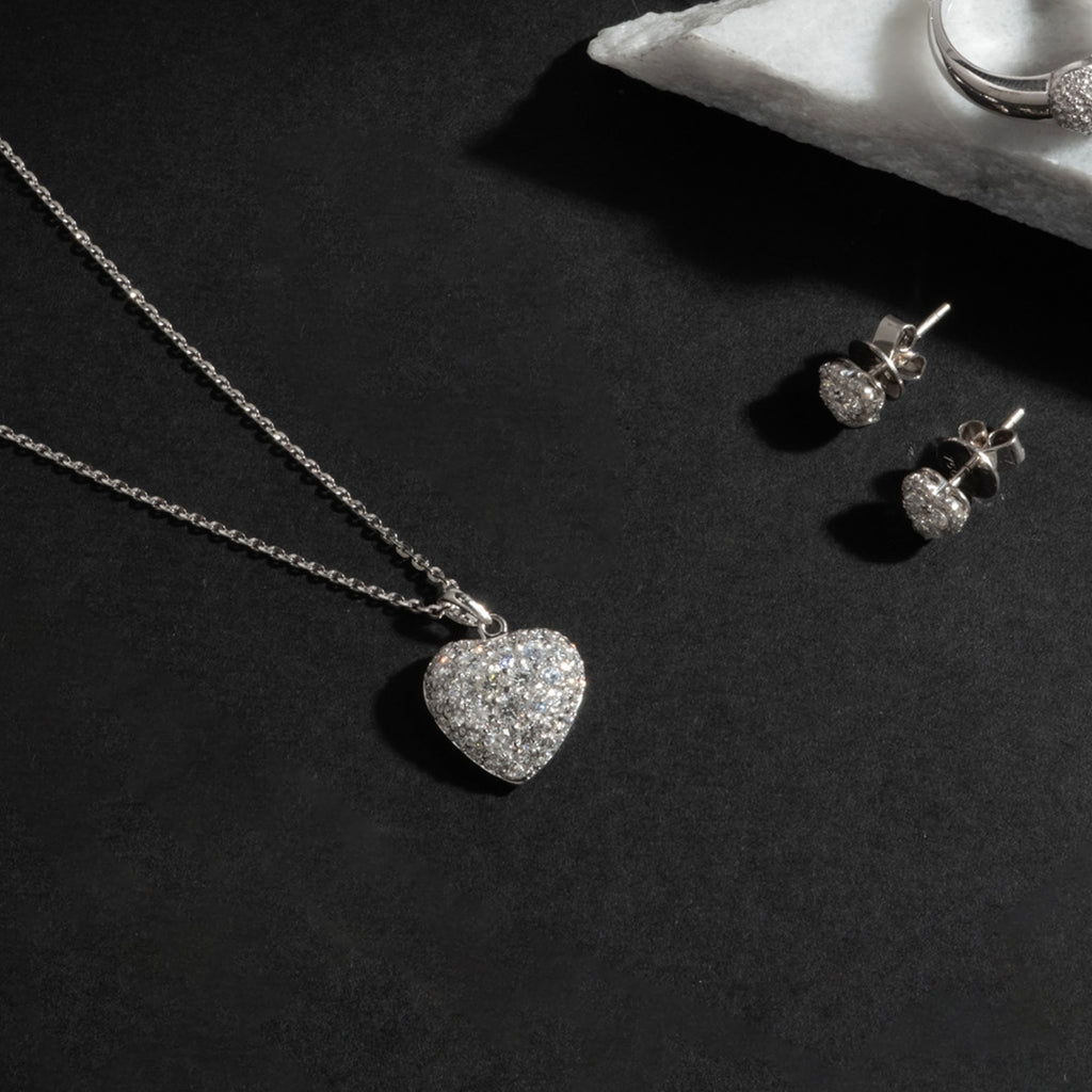 Dome Heart Pavé Diamond Pendant Necklace