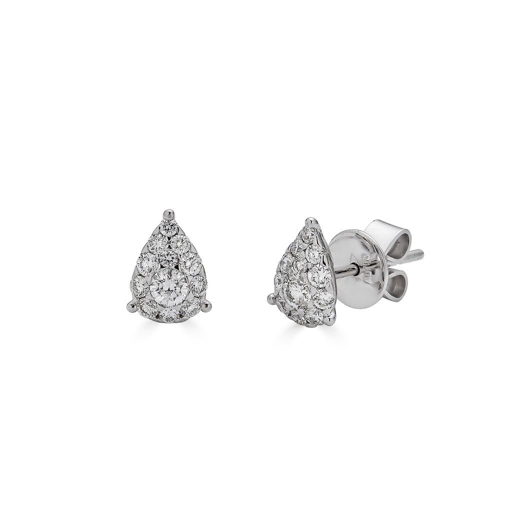 Teardrop Diamond Cluster 18K Earrings