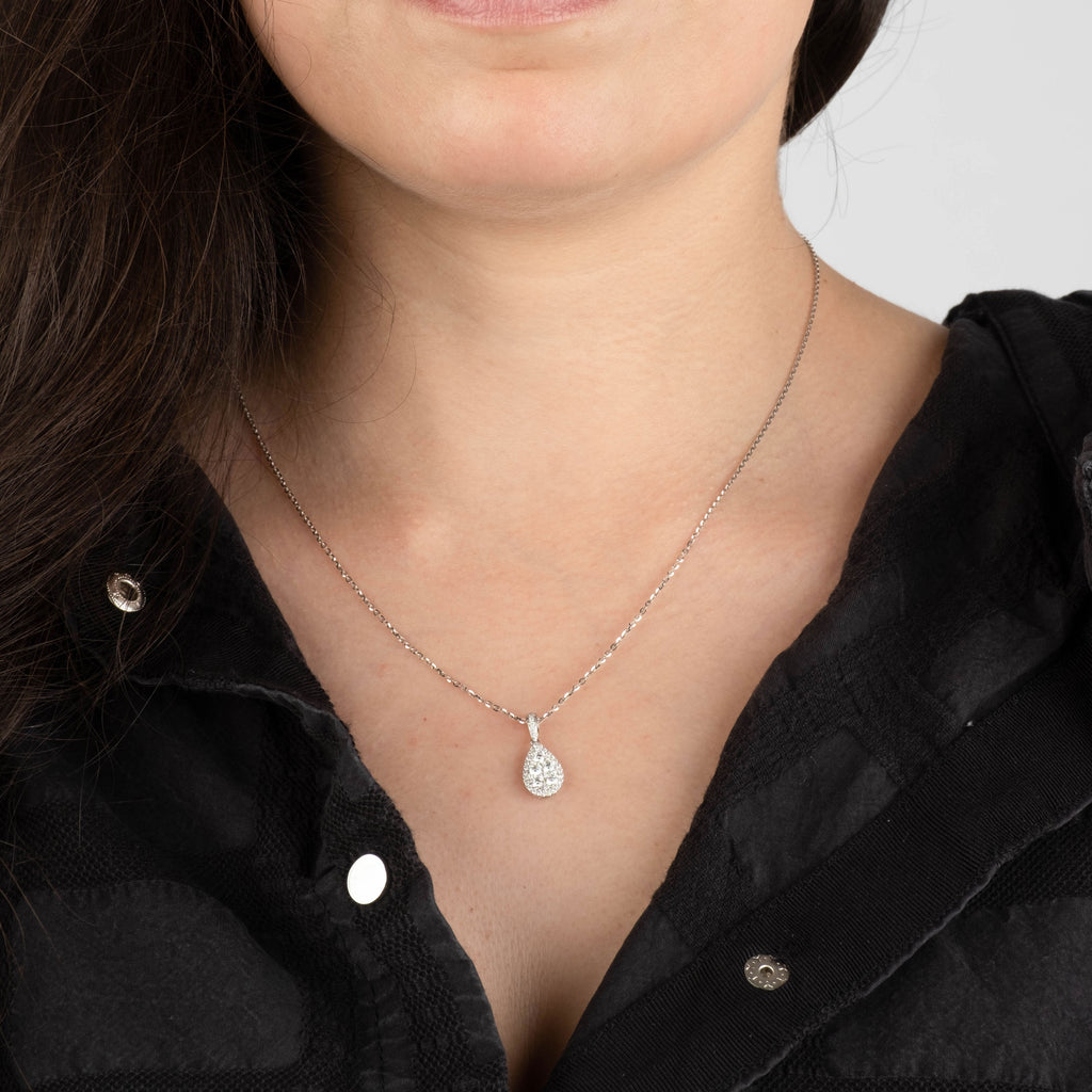 Teardrop Diamond Cluster Pendant Necklace