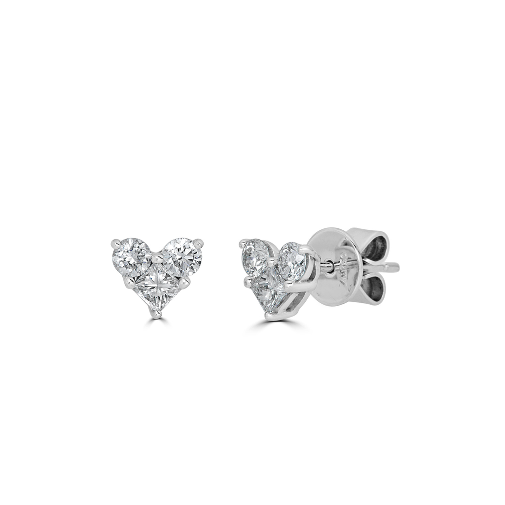 Converging Heart Diamond Earrings 0.85ct tw