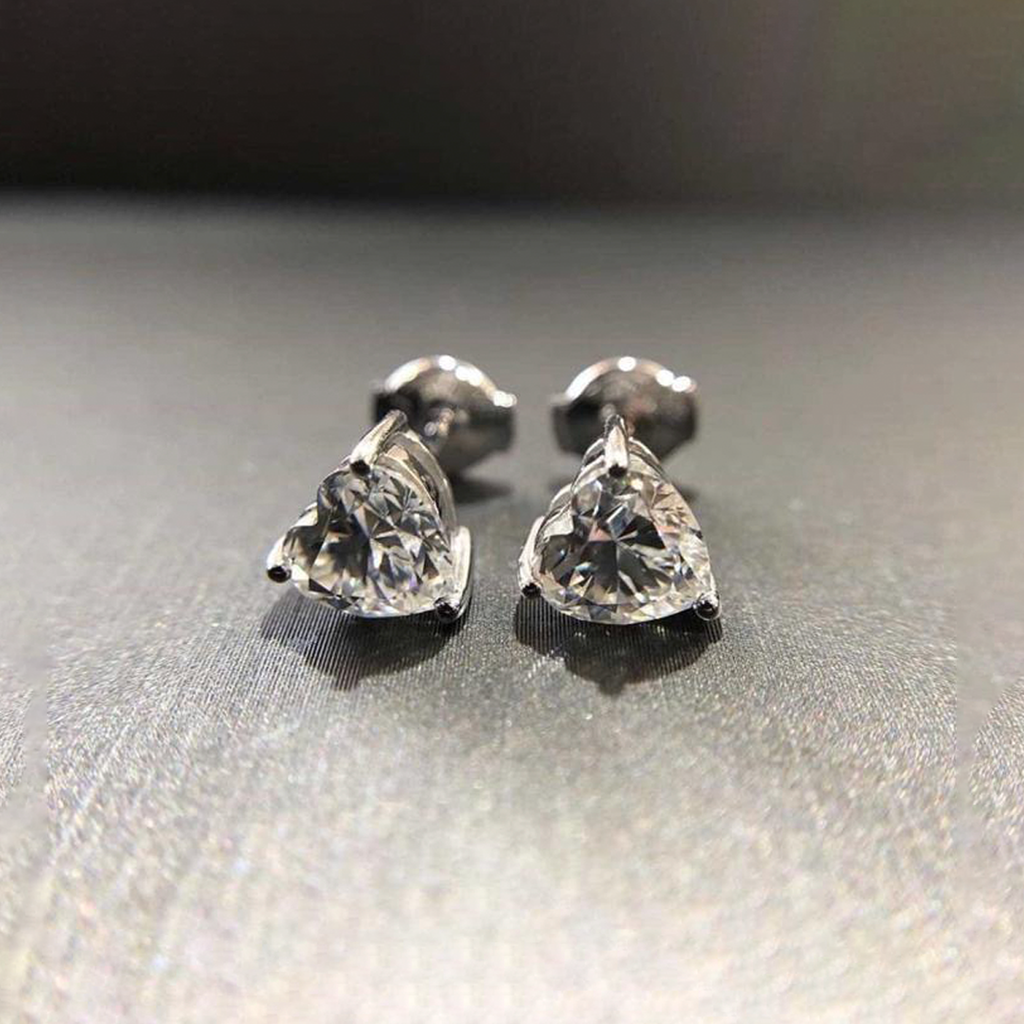 Heart Cut Diamond Stud Earrings