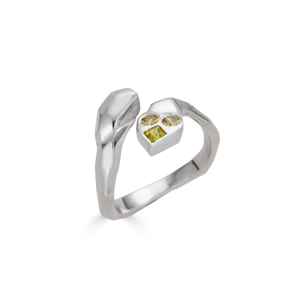 Juxta Facet Twist Ring With Gemstones