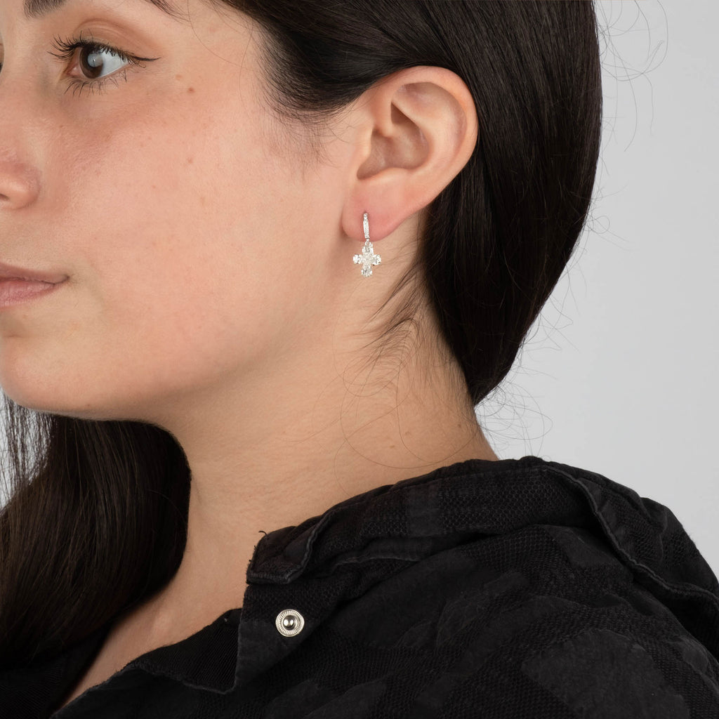 Pear Clover Diamonds Drop Earrings With Accent Diamonds